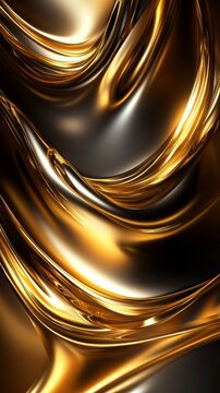 Flowing liquid gold creating abstract golden waves background