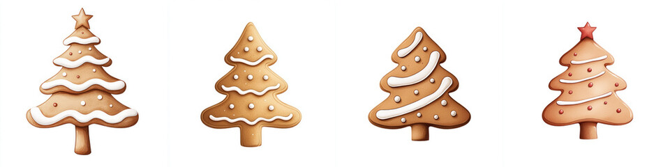 Gingerbread Christmas trees on white isolate background.