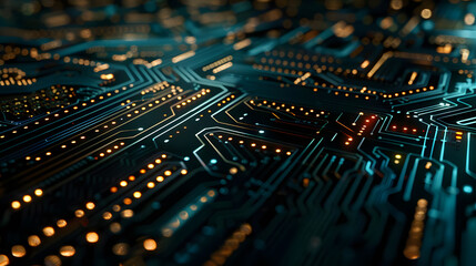 Obraz premium illuminated circuit boards showcasing innovation in a dark environment. generative ai