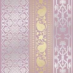 wedding card design, traditional paisley floral pattern , royal India	