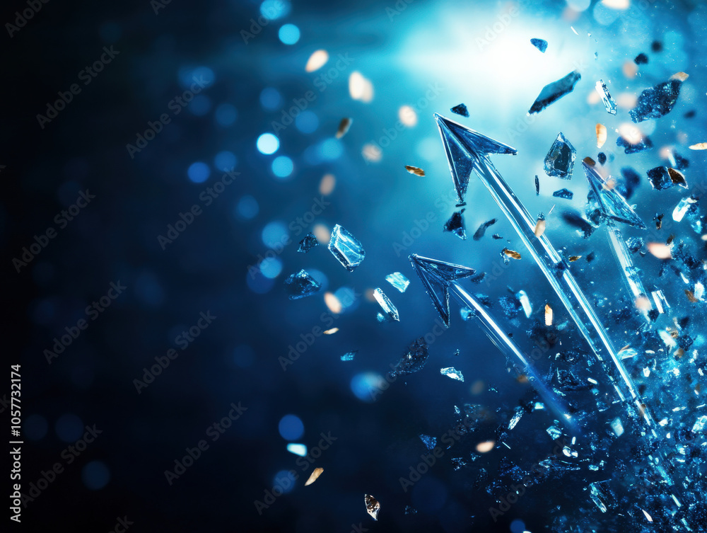 Leinwandbilder a dynamic abstract design featuring arrows in shades of blue, surrounded by shimmering particles, co