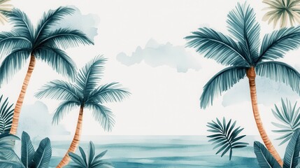 Tropical Paradise with Palm Trees and Ocean View