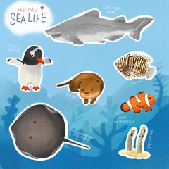 Set of Sea life