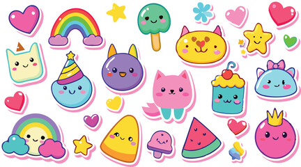 Cute Kawaii Stickers Collection Fun Colorful Happy