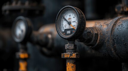 Detailed Close-Up of Crude Oil Processing Pipes