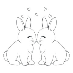 Hand Drawn Bunny. Cute Rabbit Vector. Print Design for Kids Fashion.