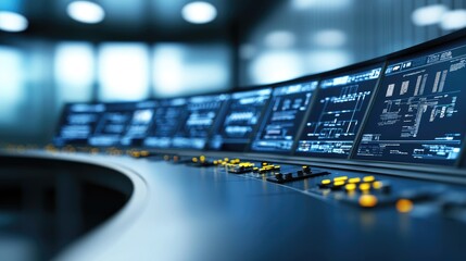 Naklejka premium Digital Fuel Processing Control Room Interfaces