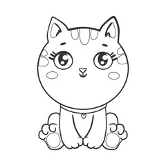 Draw vector character design couple love of cat with little heart for Valentine's day So sweet. Doodle cartoon style.