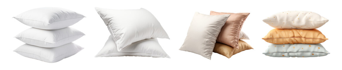 collection pillows sleep relaxing isolated on transparent background