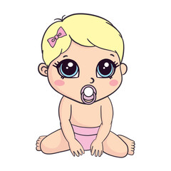 Vector greeting card. Baby shower card. Baby announcement card design element. It's a girl lettering. Baby shower party design element.