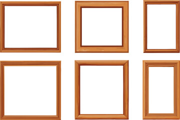 Wooden Picture Frames Set of Six Empty