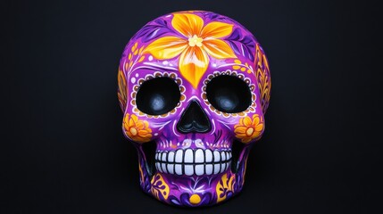 Obraz premium Vibrant Glowing Sugar Skull Art