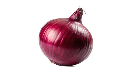 Fresh Whole Red Onion with Smooth Skin Isolated on White Background