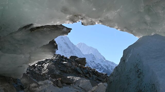 Ice and snow on the mountain glacier of Langgletscher at L&ouml;tschental in Wallis, Switzerland