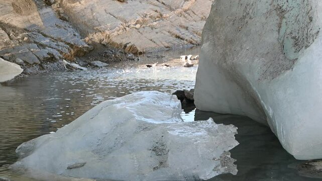 Ice and snow on the mountain glacier of Langgletscher at L&ouml;tschental in Wallis, Switzerland
