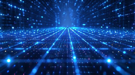 Obraz premium a digital grid with blue lines and dots, suggesting a network or system