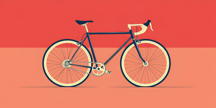 black and white racing bicycle with pink background
