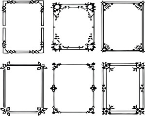 Six Decorative Black and White Frames