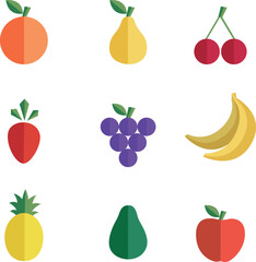 Flat fruits icon set