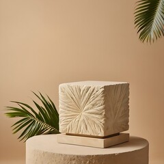 A beige stone product display.
