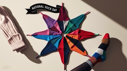 Naklejka premium Colorful socks arrangement for sock day