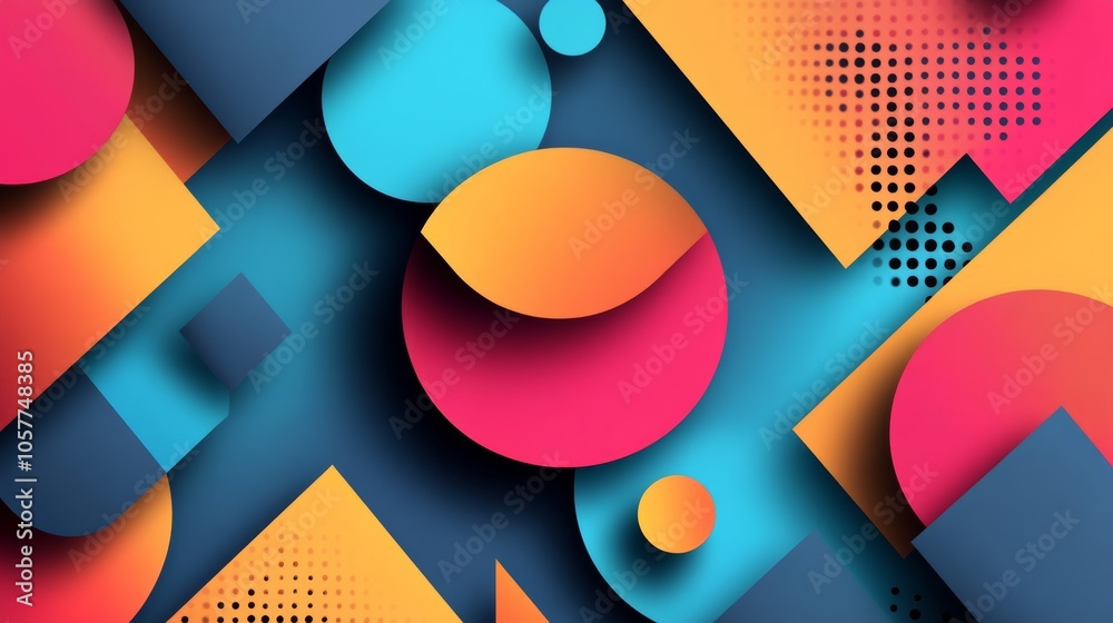 Poster 3d background design with striking and colorful shapes protruding from the surface, casting shadows 