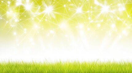 Obraz premium Modern green tech layout with interconnected polygons, lines, and digital shapes for futuristic design