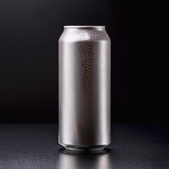 tall silver skinny beer can closeup space for design
