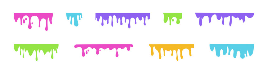 Paint dripping blob collection. Splash of chocolate, oil, blood, water, syrup, candy sauce, caramel.
