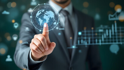 Futuristic Technology and Digital Networking Concept with Professional Man