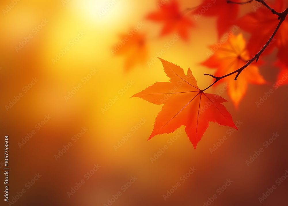 Poster autumn web banners feature soft focus red and yellow maple leaves against a bokeh background in warm