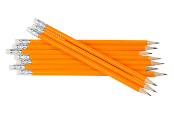 Yellow pencils on a white background