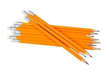 Yellow pencils on a white background