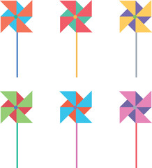 Wind rose flat icon set