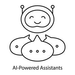 AI-Powered Assistants Icon – Chat Bubble with AI Symbol, Indicating Smart Virtual Assistance.