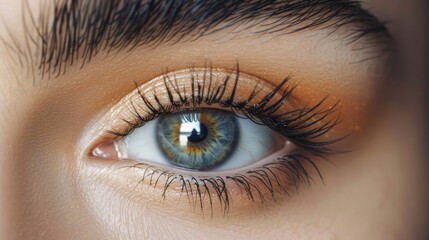 Obraz premium Female eye with bold eyeliner and long eyelashes