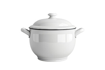White Ceramic Soup Tureen with Lid and Handles
