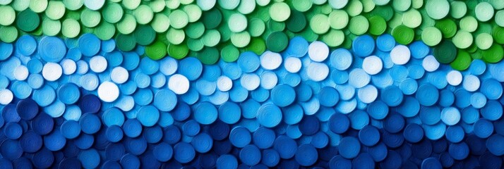 Digital ocean wave with dot pattern; blue, green palette used 