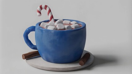 Festive Hot Cocoa with Marshmallows Illustration