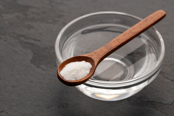 Baking soda in spoon to mix with water - Healthy food