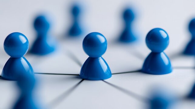 Networking business structure: analysis, recruitment, outsourcing, service; global connection Palette: Blue and grey 