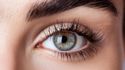 Fototapeta premium Hazel female eye with curled long eyelashes