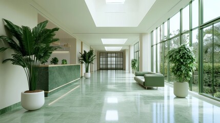 Fototapeta premium Soft light emphasizes green efforts; pastel palette represents future care 