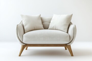 Fototapeta premium Isolated modern three-seater sofa against a white background.