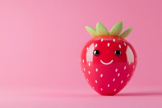 Strawberry chocolate in 3D character style, isolated, cheerful palette 