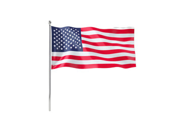 Obraz premium Waving american flag on a pole isolated transparent background