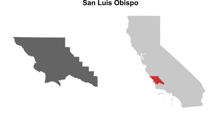 San Luis Obispo County (California) blank outline map set