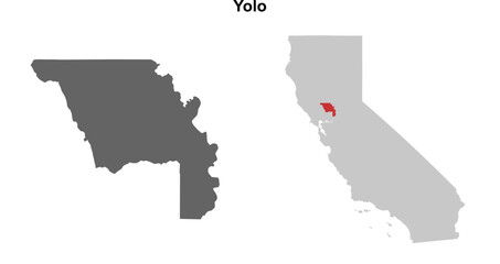 Yolo County (California) blank outline map set