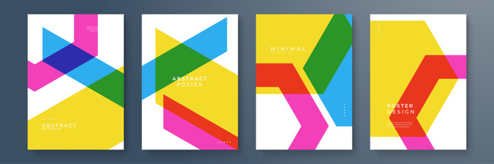 Vibrant Geometric Abstract Posters With Colorful Shapes