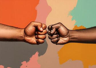 Black and White Fist Bump, Hands Coming together, Connecting, Unity, Bond